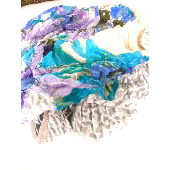 Ahujasons Scarf Rectangle 33" X 14" Gray Green Blue Cream Lightweight Floral - Picture 5 of 7